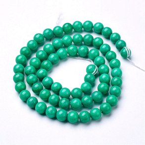 Candy jade, hel streng, m�rk turkis, opak, rund perle, 6 mm, 64 Stk