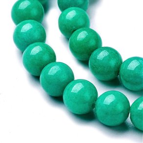 Candy jade, m�rk turkis, opak, rund perle, 6 mm, 10 Stk