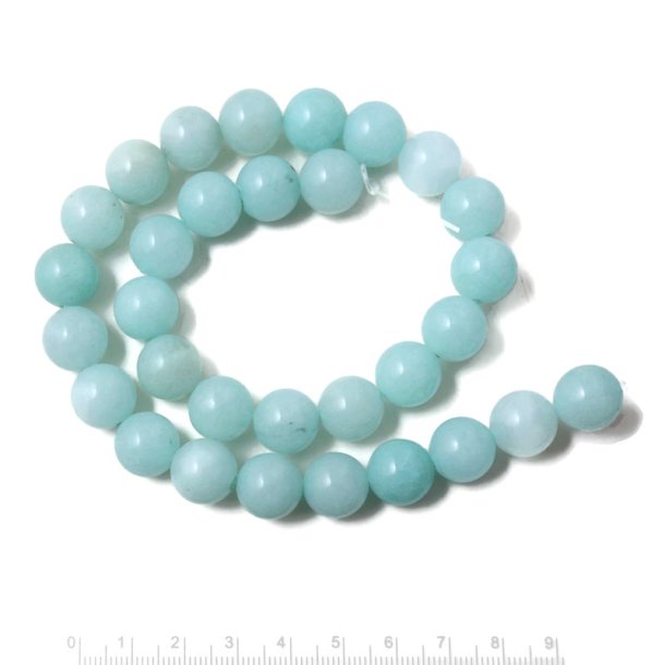 Candy jade, full strand, round, pale turquoise , 12 mm, approx. 31 pcs.