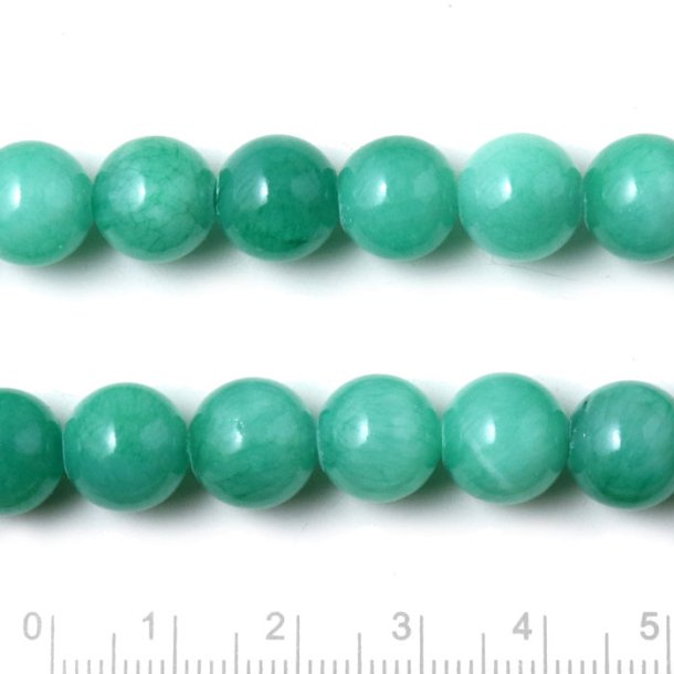 Candy jade, round bead, turquoise green, 10mm, 6pcs.