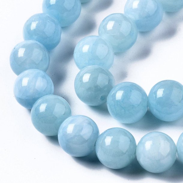 Candy jade, round, light blue, 10mm, 6pcs.