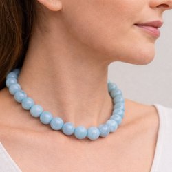 Candy jade, round, light blue, 12mm, 6pcs.