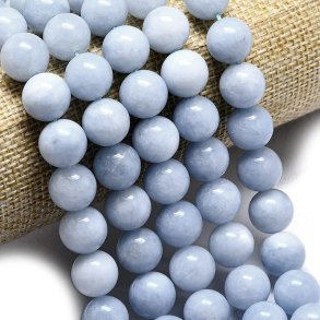 Candy jade, dyed, light greyish blue, 14 mm, 1 strand