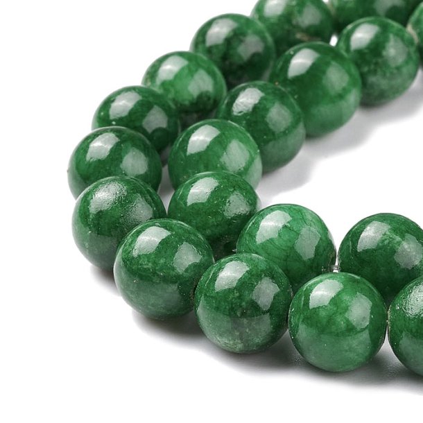 Candy-jade, rund, mrkegrn, rund, diameter 8 mm, 6 stk.