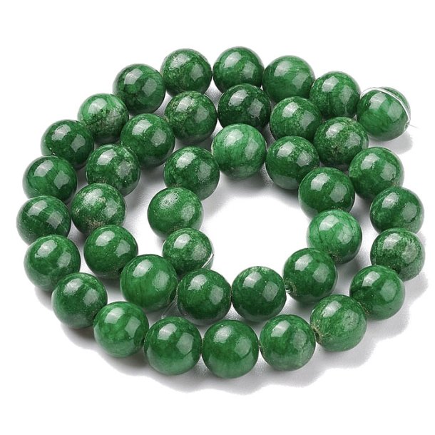 Candy-jade, hel streng, rund, mrkegrn, 8 mm, ca. 48 stk.