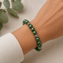 Candy-Jade, ganzer Strang, rund, waldgr�n mit Struktur, 10 mm, 38 Stck