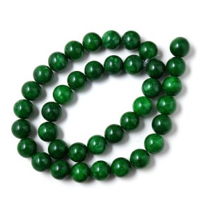Candy-Jade, ganzer Strang, rund, waldgr�n mit Struktur, 12 mm, 33 Stck
