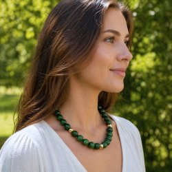 Candy-Jade, ganzer Strang, rund, waldgr�n mit Struktur, 12 mm, 33 Stck