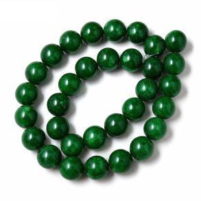 Candy-Jade, ganzer Strang, rund, waldgr�n mit Struktur, 14 mm, 27 Stck