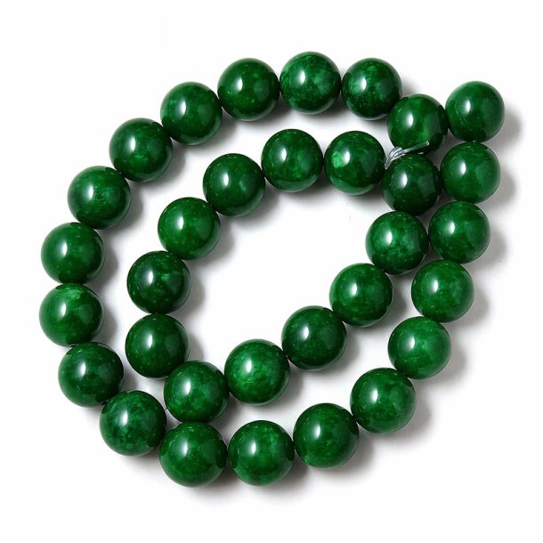 Candy-Jade, ganzer Strang, rund, waldgr�n mit Struktur, 14 mm, 27 Stck