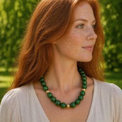 Candy-Jade, ganzer Strang, rund, waldgr�n mit Struktur, 14 mm, 27 Stck