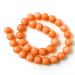 Candy-Jade, ganzer Strang, rund, orange, 10 mm, 39 Stk.