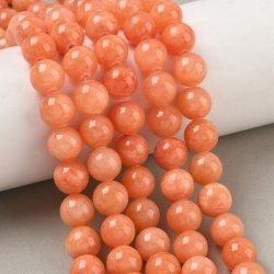 Candy-jade, hel streng, rund, lys orange, 10 mm, ca. 38 stk.