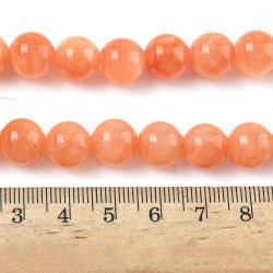 Candy-jade, hel streng, rund, lys orange, 10 mm, ca. 38 stk.
