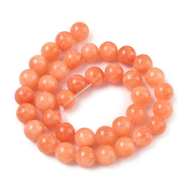 Candy-jade, hel streng, rund, lys orange, 10 mm, ca. 38 stk.