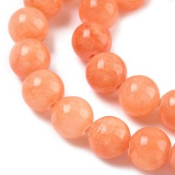 Candy-jade, hel streng, rund, lys orange, 10 mm, ca. 38 stk.