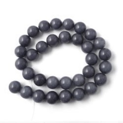 Candy-Jade, ganzer Strang, rund, grau, 6 mm, ca. 65 Stk.