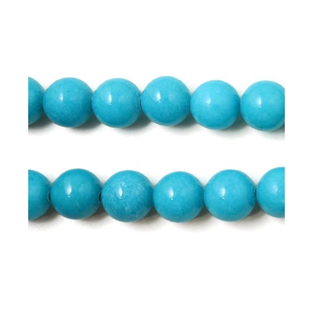 Candy-Jade, ganzer Strang, staubig t&uuml;rkisblau, 10 mm, 39 Stk