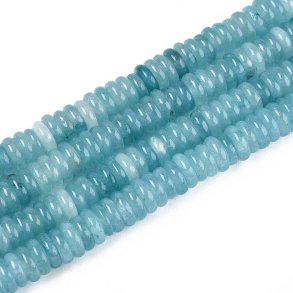 Candy jade, flat rondelle beads, sky blue, 6x2-3 mm, full strand
