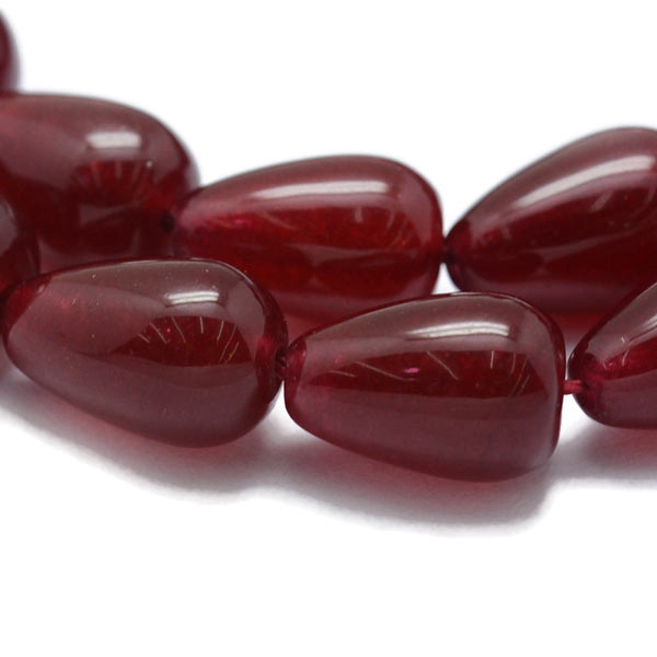 Jadetropfen, dunkel rot, 12-13x8-8,5 mm, 6 Stk.