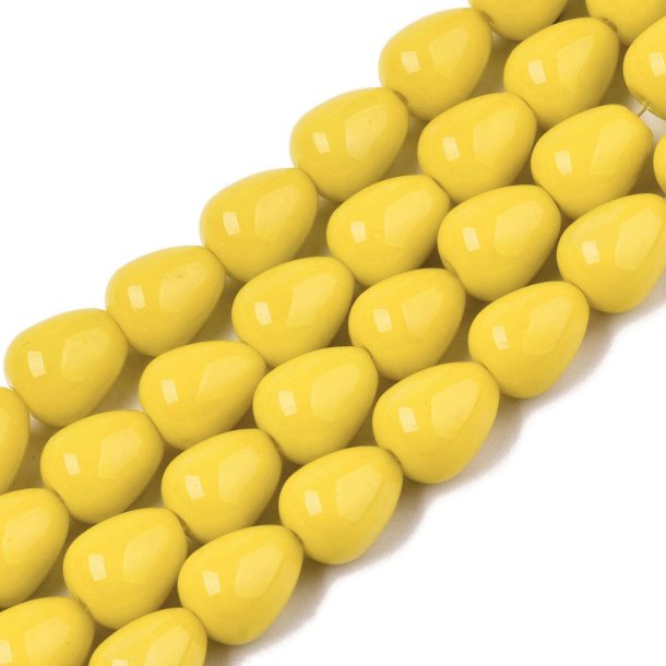 Glass bead drop, yellow, 10x8 mm. 6 pcs.