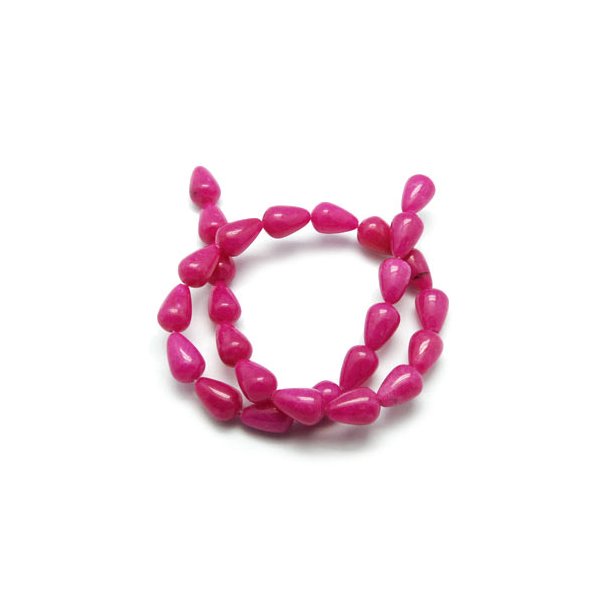 Jade drop, whole strand, Dark Magenta, 14x10 mm, approx. 28 pcs.