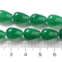 Jade, gefrbt, ganzer Perlenstrang, tropfen, grn, 12x8 mm, ca. 33 Stk