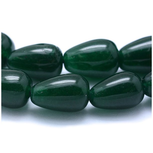 Jade teardrops, dark green, 10x7mm, 6pcs.
