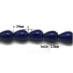 Jadetropfen, ganzer Strang, dunkelblau, 14x10 mm. 28 St&uuml;ck.