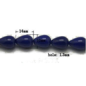 Jade drop, dark blue, 14x10 mm. 4 pcs.