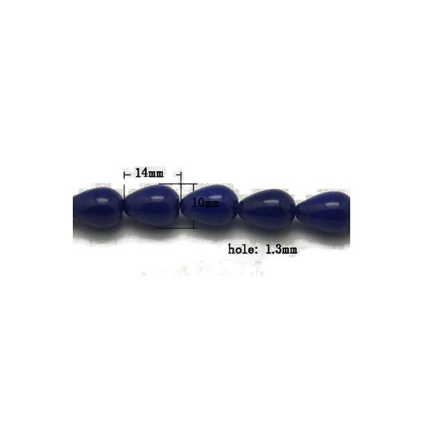 Jade drop, dark blue, 14x10 mm. 4 pcs.