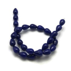 Jadetropfen, ganzer Strang, dunkelblau, 14x10 mm. 28 St&uuml;ck.