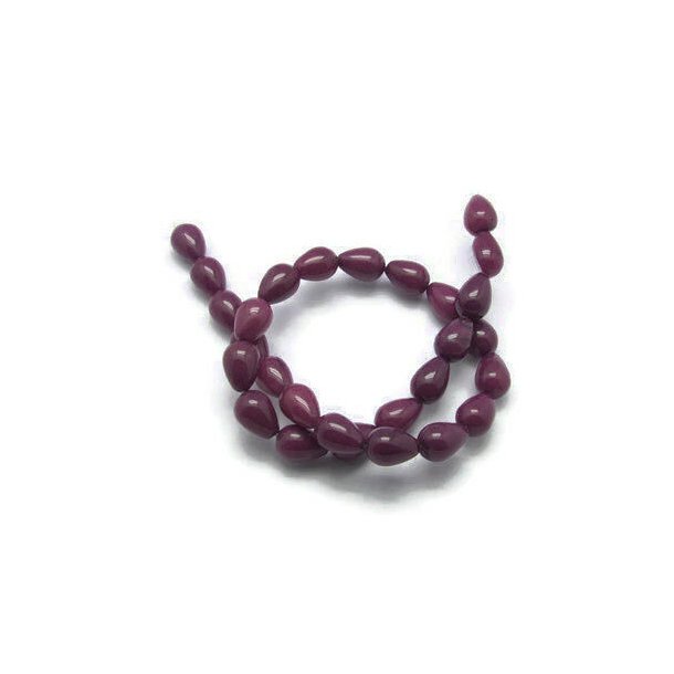 Jade drop, whole strand, dark purple, 14x10 mm, approx. 28 pcs.