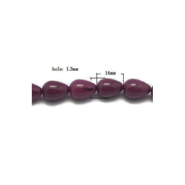 Jade drop, dark purple, 14x10 mm, 4 pcs.