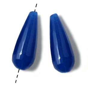 Jade teardrops, long, faceted, dark blue, 30x12mm, 2pcs.