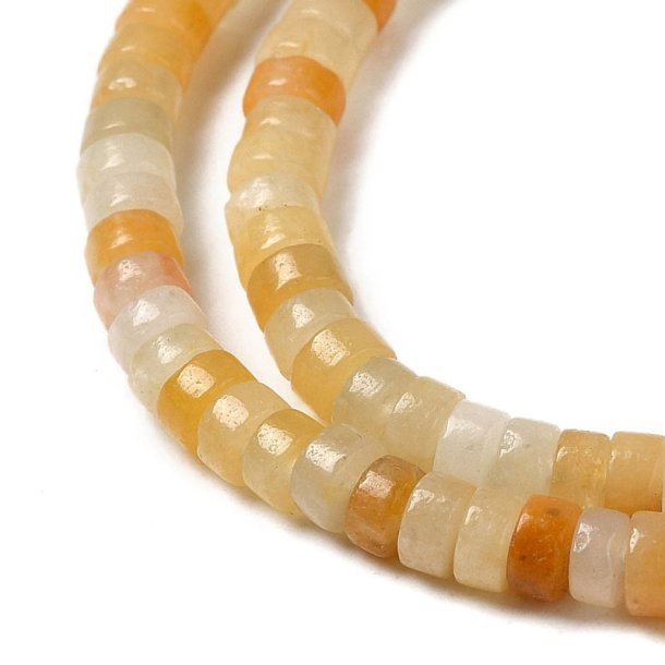 Topaz jade, heishi bead, full strand, orange-yellow, 4.5x2.5 mm, flat round, appx. 160 pcs