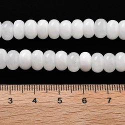 Jade, voller Strang, milchig-wei�, Rondell-f�rmige Perle, 8x5 mm, 74 Stck