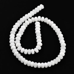 Jade, voller Strang, milchig-wei�, Rondell-f�rmige Perle, 8x5 mm, 74 Stck