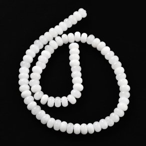 Jade, voller Strang, milchig-wei�, Rondell-f�rmige Perle, 8x5 mm, 74 Stck