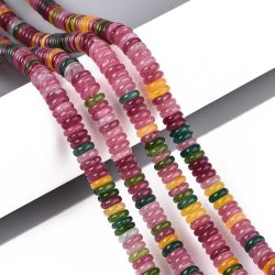 jade bead, full strand, mix colours, heishi roundel, 6x2 mm, appx. 200 pcs.