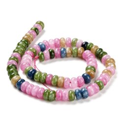 Jade-Perle, ganzer Strang, Mischfarben, rondell, 8x5 mm, ca. 76 Stk.
