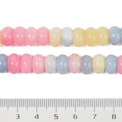 Jadeperle, Mix Pastellfarben, rund, ca. 10x6 mm, 6 Stk
