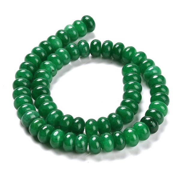 Jadeperle, ganzer Strang, grn, rondel, ca. 10x6 mm, ca. 60 Stk