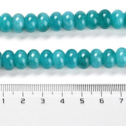 Jadeperle, ganzer Strang, dunkel trkis, rondel, ca. 10x6 mm, ca. 60 Stk