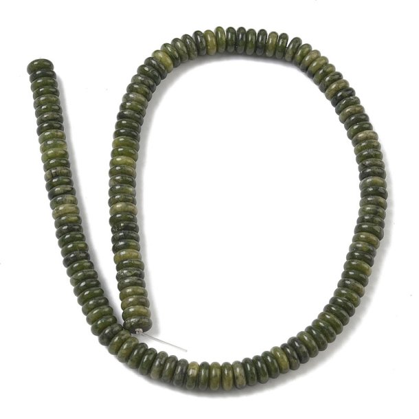 Taiwan-Jade, ganzer Strang, dunkelgr�n, runde flache Perle, 8x3 mm, 120 Stck