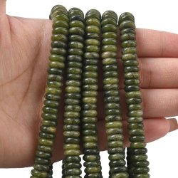 Taiwan-Jade, dunkelgr�n, runde flache Perle, 8x3 mm, 20 Stck