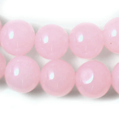 Jadeperle, Hel Streng, Rosa/ Lyserød, Rund, 12 mm, 32 Stk. til Smykkefremstilling
