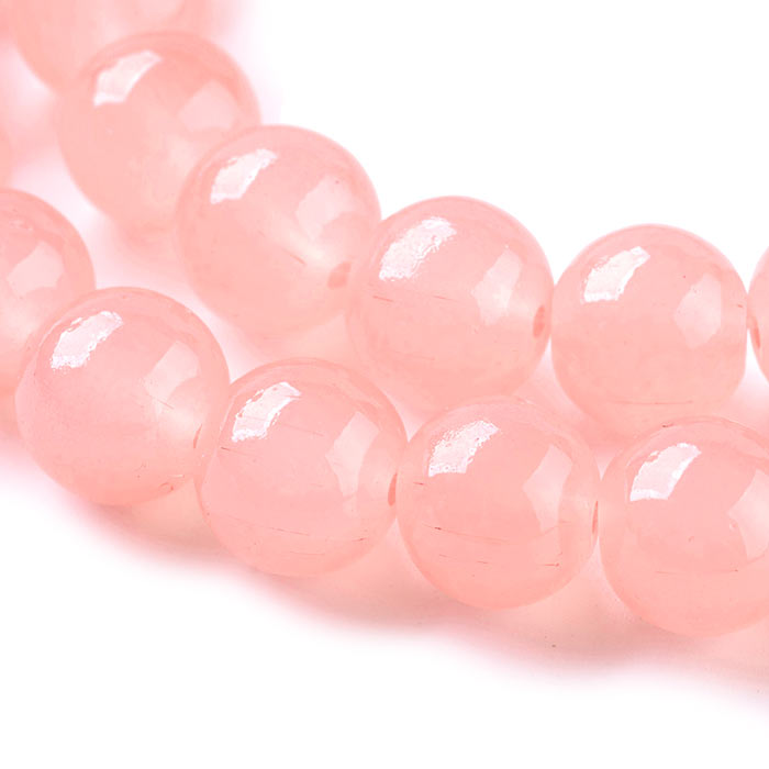 Jade-Perle, imitat, helles koralfarben, rund, 10 mm, 6 Stk.
