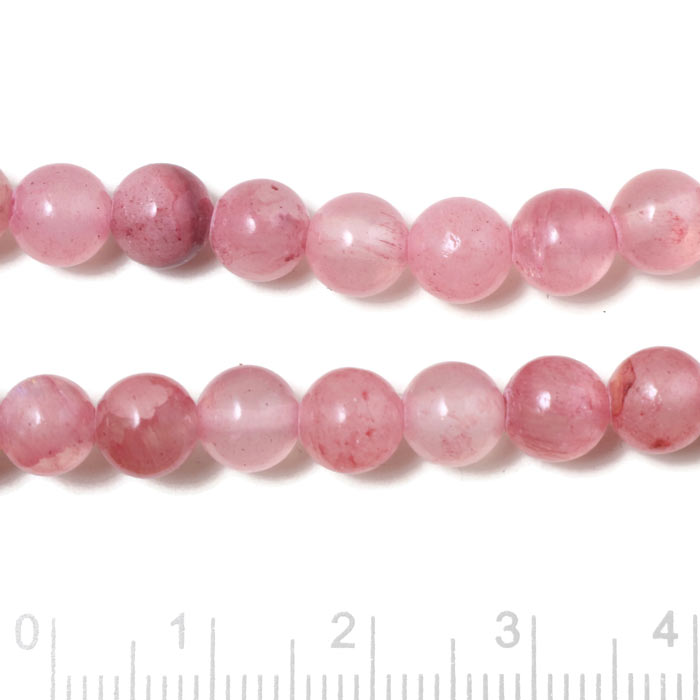Jade, Farvet, Rosa, Rund Perle, 8 mm, 6 Stk. til Smykkefremstilling