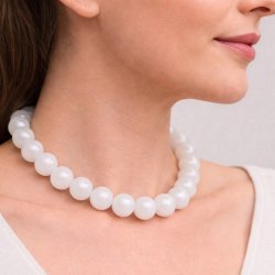 Jade-Perle, unklar, wei�, rund, 12 mm, 6 Stk.